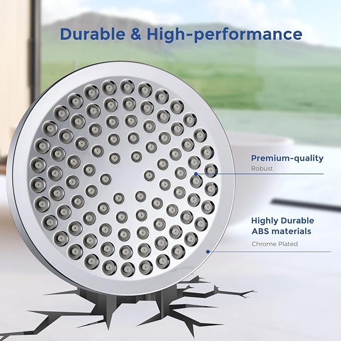 Filtered Shower Head with 15 Stage Water Softner Shower Filter for Hard Water,Reduces Chlorine and Heavy Metals,Powerful Shower Heads High Pressure (6" Round,Polished Chrome)