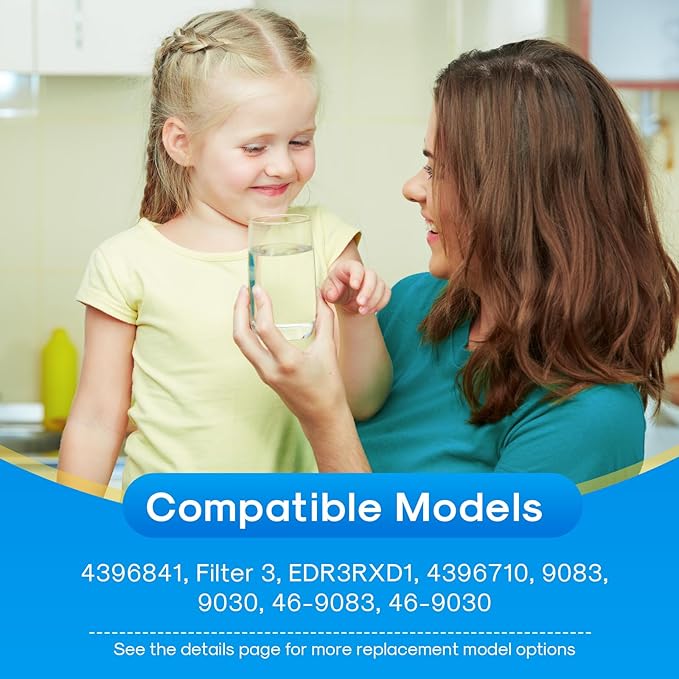 EDR3RXD1 Compatible with Everydrop® Filter 3, 4396841, 4396710, Kenmore 46-9083, 46-9030, 9030, 9083, KAD3RXD1, WHR3RXD1, RFC6600A Refrigerator Water Filter, 4PACK