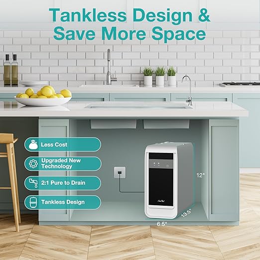 SimPure Q3-600 Tankless Reverse Osmosis System, Under Sink Water Filter System 600 GPD, 8 Stage Electric RO Water Filtration, Reduce 98% TDS, 2:1 Pure to Drain, USA Tech, NSF/ANSI 58 Certified, FCC