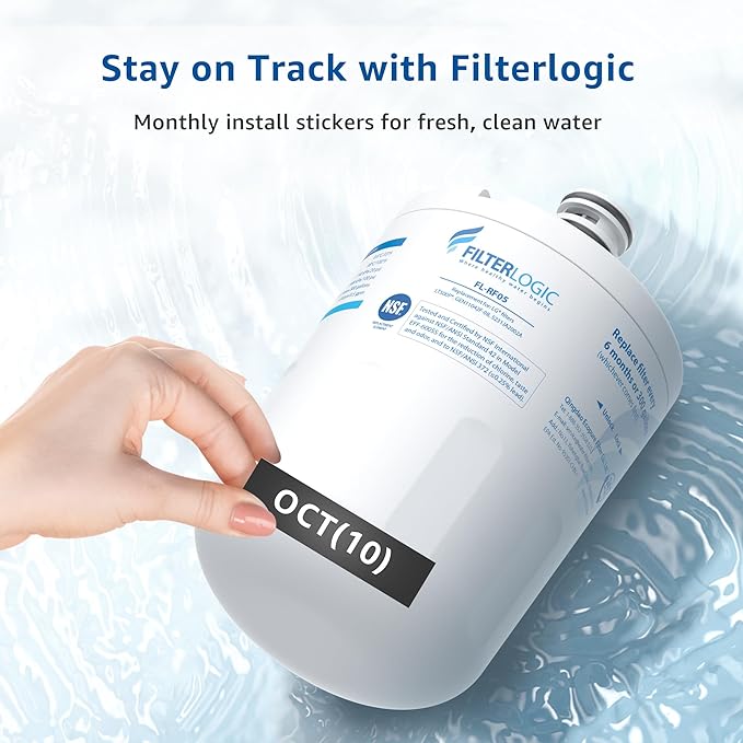 Filterlogic 5231JA2002A Refrigerator Water Filter, Replacement for LG® LT500P®, GEN11042FR-08, ADQ72910911, ADQ72910901, Kenmore 9890, 46-9890, LFX25974ST, LMX25964ST, LSC27925ST, 3 Pack