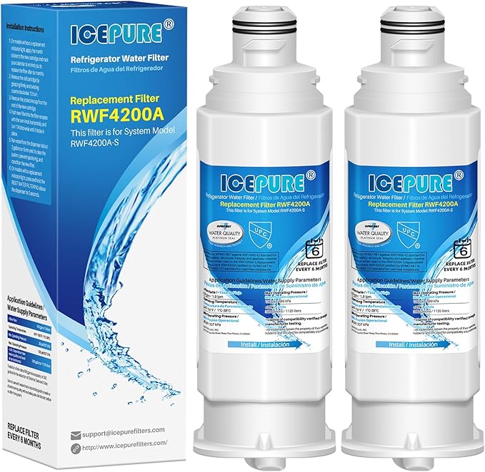 ICEPURE DA97-17376B Refrigerator Water Filter Replacement for DA97-08006C HAF-QIN, HAF-QIN/EXP, RF23M8070SG, RF23M8070SR, RF23M8090SG, RF23M8090SR, RF23M8570SR, RF23M8590SG, BRF425200AP, 2PACK