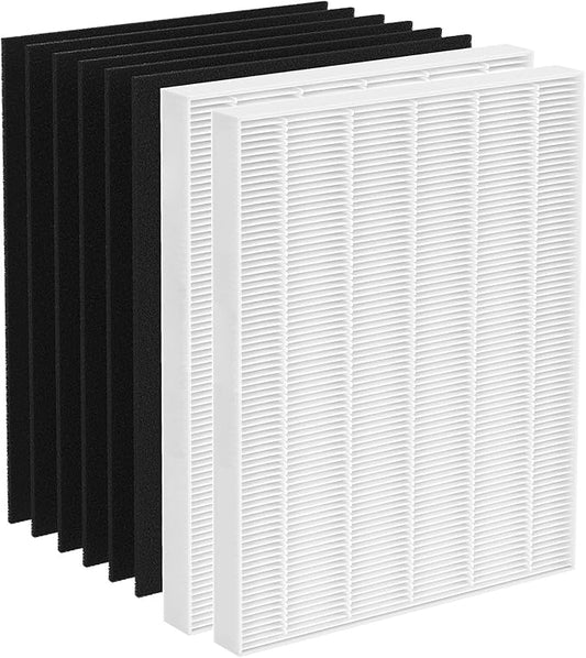 2 Pack Replacement Filter for Fellowes AeraMax 190/200/DB55/DX55 Purifier, Fits Part# 9287101 & 9324101, 2 Filter and 6 Carbon Filter