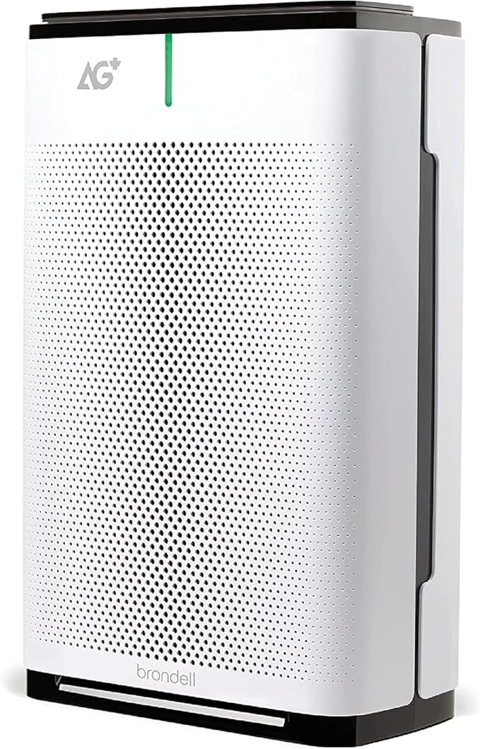 Brondell P700BB-W Pro Air Purifier Clean Air Filter With Aurabeat AG+ Technology for Bedroom, Home Office, Reduces Odor from Smoke and Pets, Includes Filters, 1655 Square Feet, White