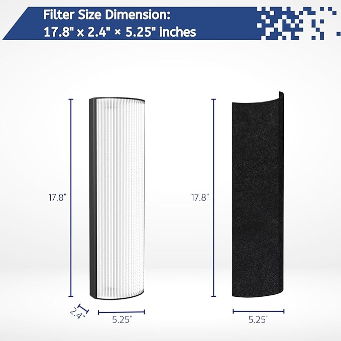 Nispira 2-in-1 True HEPA Replacement Filter PETWRFIL For Pure Enrichment PureZone Elite 4-IN-1 Tower Air Purifier PEAIRTWR. 4 Packs