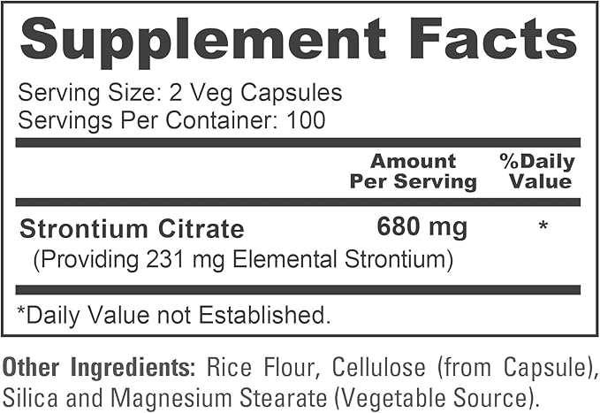 NusaPure Strontium 680 mg 200 Vegetarian Caps (Non-GMO, Vegan)