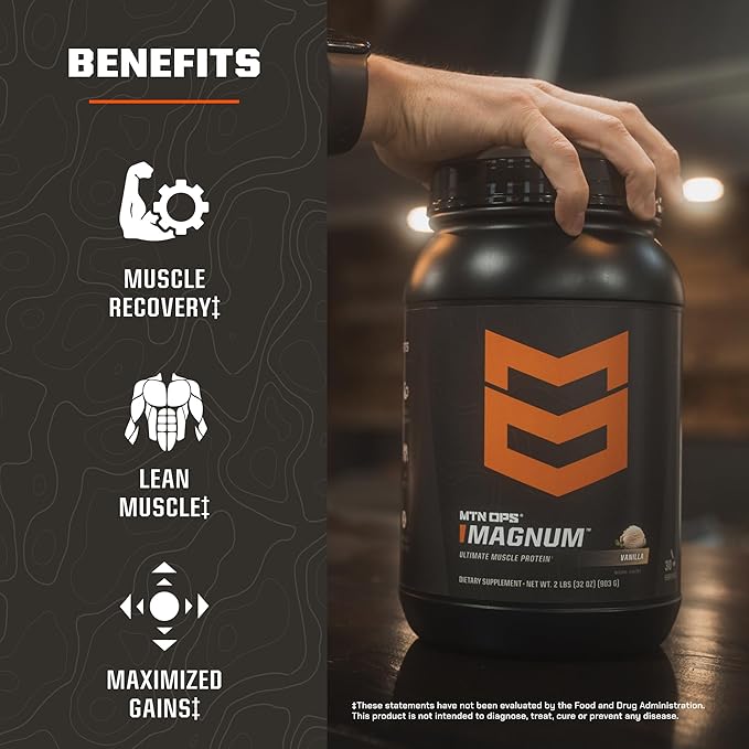 MTN OPS Magnum Peanut Butter Chocolate Protein Powder | 23g of Whey Isolate Protein & Milk Protein with BCAAs | Zero Sugar & Gluten Free | Peanut Butter Chocolate, 30 Servings