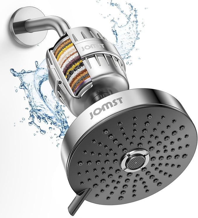 Shower Head ＆ Filter COMBO ! Anti - Chlorine Specialty - 3 Gears' Boosting Pressure with 25 Stage Filtration - Removes 99.945% Chlorine & Heavy Metals for Healthier Skin/Hair - Chrome Shower Head