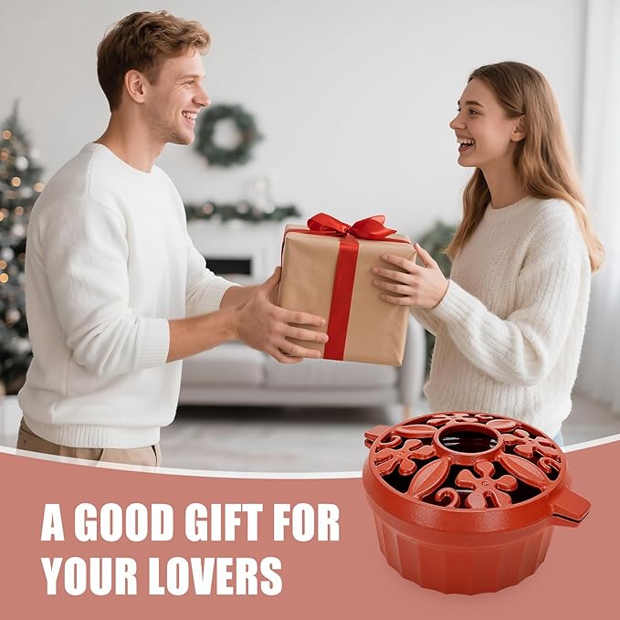 G GOOD GAIN Wood Stove Steamer - Cast Iron Round Bowl Fire Place Stove Humidifier Pot with Large Opening Top for Home Heating Decorative | Matte Finish & 2.7 Quart, OrangeRed