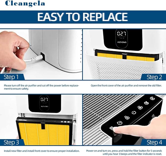 HY4866 Replacement Filter for MORENTO HY4866, YIOU M1 Air Purifier, WESTHEY HY4866 3-In-1 Filtration Activated Carbon Upgrade Pet Dander Version Genuine HY4866 Air Purifier Replacement Filter