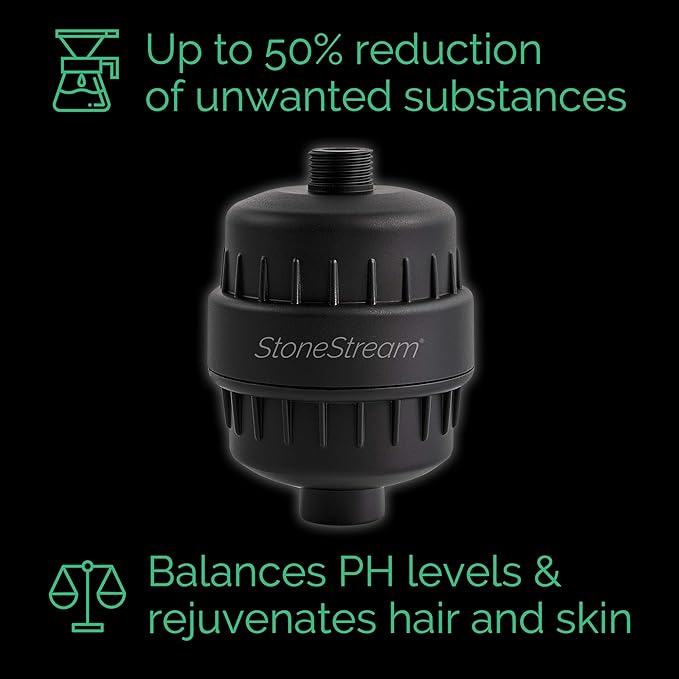 Shower Filter for Hard Water- Original StoneStream Shower head filter with Vitamin C and Activated Charcoal to remove Chlorine, Heavy metals and more- For Dry Skin and Hair