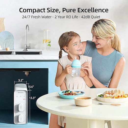 Compact Tankless RO System Under Sink, Mizudo 8 Stage Reverse Osmosis System, 600GPD, NSF/ANSI 372&53&42 Certified, 3:1 Pure to Drain, Quiet & Leakproof RO Water Filtration System for Small Kitchen