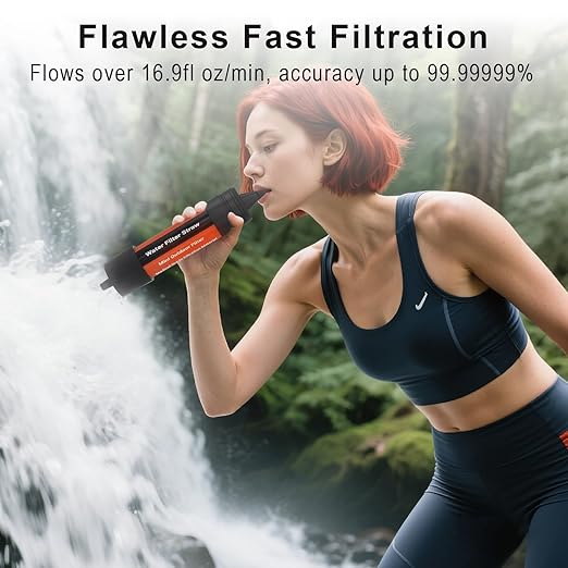 4 Pack Water Filter Straw - Portable, Compact, Multipurpose Water Purification Device for Emergency Kits, Outdoor Activities, Camping, Travel
