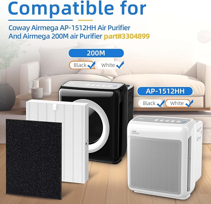 AP-1512HH Replacement Filter Compatible with Coway Airmerga AP1512HH and 200M Air Purifier(4 True Hepa Filter+8 Carbon Filter+1 Cleaning Brush)