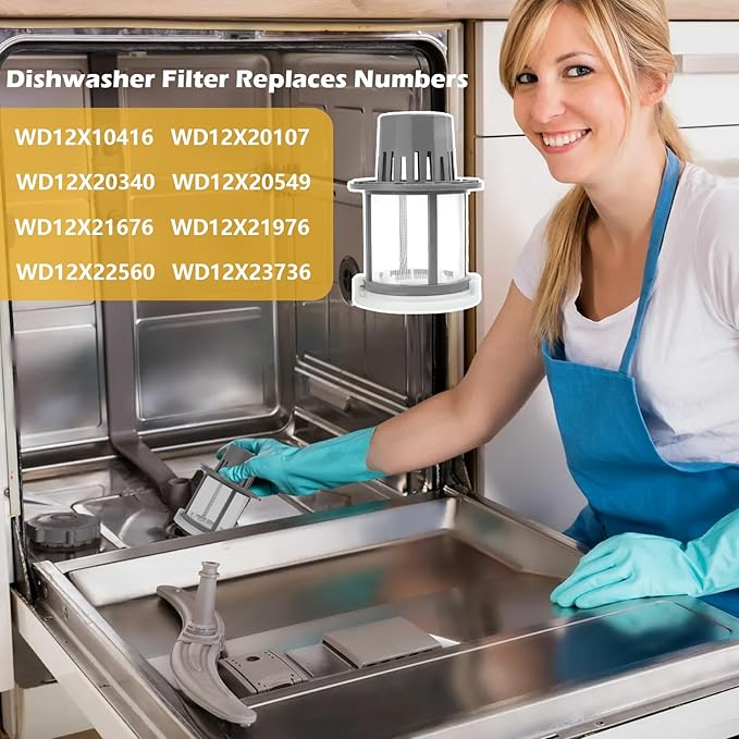 WD49X24057 Dishwasher Ultra Fine Filter Kit Replacement for GE Dishwasher Filter WD12X10416 WD12X20107 WD12X21976 WD12X22560 WD12X23736 WD12X20340 WD12X21676 WD12X20549