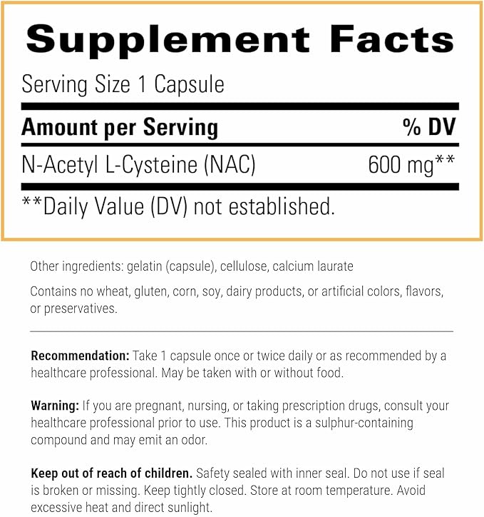 Integrative Therapeutics NAC - Antioxidant Support Supplement for Respiratory & Lung Function* - Gluten-Free & Dairy-Free - 60 Capsules (60 Servings)