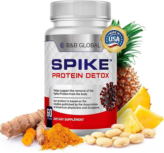 Spike Protein Detox - Spike Support Supplement with Nattokinase 4000Fu, Bromelain 500mg, Curcumin 1000mg - Unflavored Blend Promoting Improved Wellness - Made in The USA - 60 Capsules, 30 Day Supply