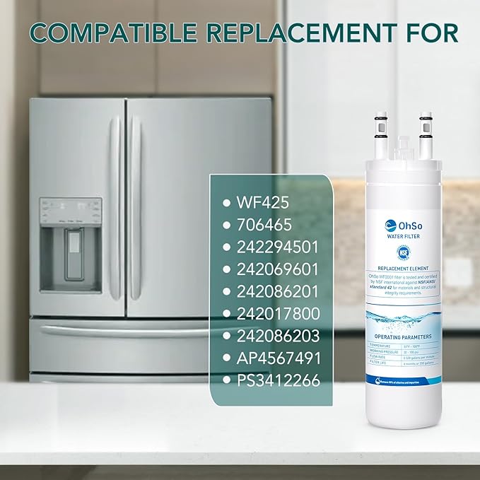 Replacement Water Filter for Frigidaire WF3CB, Pure Source 3, Compatible with WF425, 706465, 242086201, 242086203, 242294501, 242069601, 242294501, 242017800, AP4567491, Height 9 Inch, Pack of 3