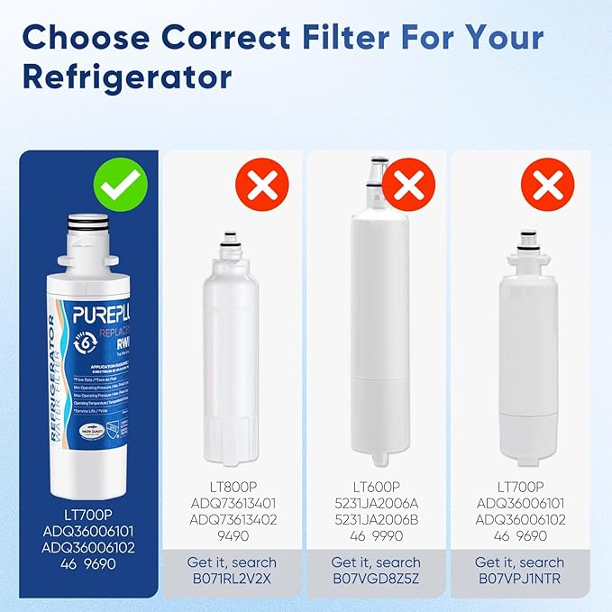 PUREPLUS ADQ747935 NSF 53&42 Certified Replacement for LT1000P LT1000 Kenmore Elite 9980 LT1000PC, MDJ64844601 ADQ74793501, LMXS28626S, LFXS26973S, Refrigerator Water Filter, 1Pack