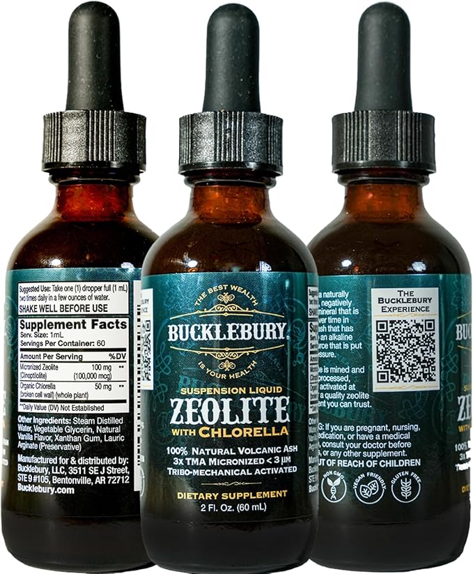 Zeolite Liquid Suspension w/Chlorella - Detox Support, Immune System and Digestive Tract Health Support for Kids and Adults (60 Servings)