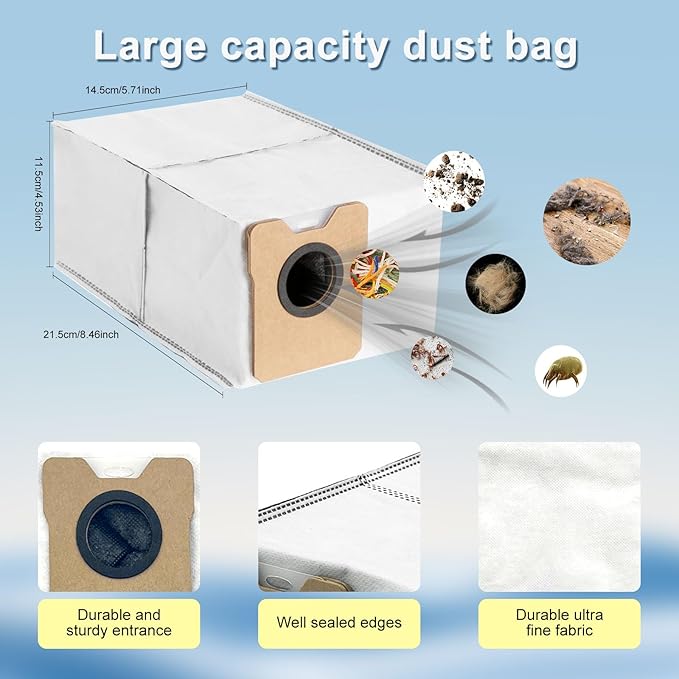 Yivy 28PCS Replacement Parts for Eufy Omni C20 Vacuum Cleaner Accessory Kit: 2 Main Brushes, 6 Side Brushes, 4 HEPA Filters, 6 Dust Bags, 8 Wipes