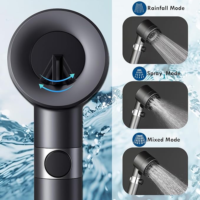 Filtered Handheld Shower Head-High Pressure with 4 Spray Modes,Hard Water Filter for Softer Skin & Hair,ON/OFF Pause Switch, With 79" Stainless Steel Hose,Bracket,4 cartridges, Bath Loofah