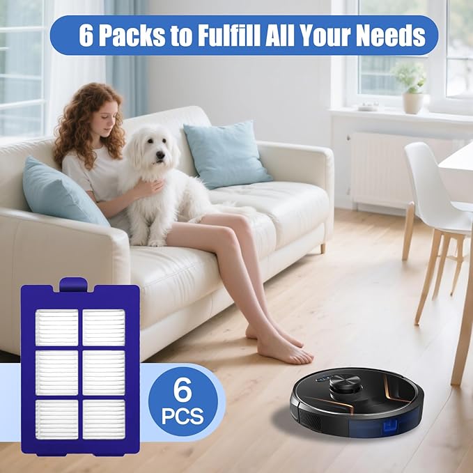 6-Pack X8 Replacement Filters for Eufy RoboVac X8/X8 Hybrid Robot Vacuum - HEPA Washable Filter Accessories with 3-Layer Filtration System