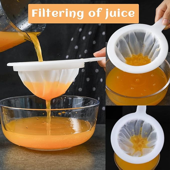 2 Piece Fine Nylon Mesh Strainer Kitchen Food Yogurt Mesh Sieve Plastic Mesh Colander with Handle Mini Brine Shrimp Separation Net for Filtering Juice Milk Soy Coffee Honey Wine Yogurt (120/200 Mesh)