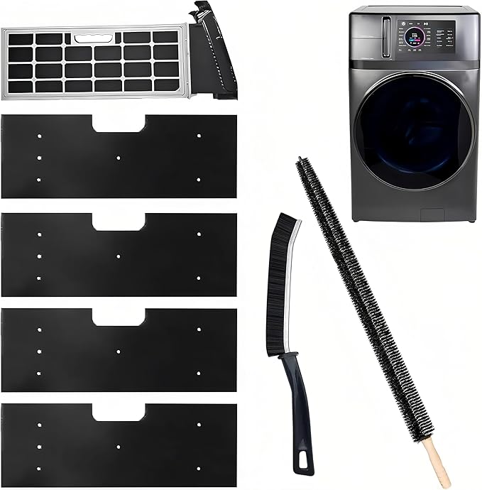 WH01X35719 Lint Filter, 4 PCS GE Washer Dryer Combo with 2 Dryer Vent Brush - Hand Washable and Reusable Lint Filter for Ge Washer Dryer Filter - for Models: PFQ97HSPVDS (style 1)