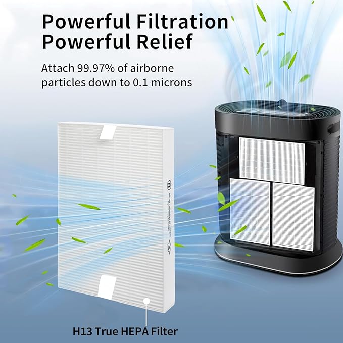 HPA300 Replacement True HEPA Filters (6-Pack) Compatible with Honeywell HPA100/200/300 and 500 Series, Air Purifier Filter Replacement for Honey Well, True HEPA Air Filter for Dust, Pollen