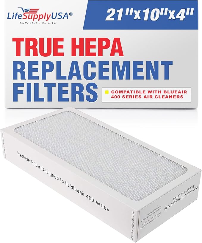 HEPA Particle Filter Replacement Compatible with Blueair Classic 400 Series Air Purifiers: 402, 403, 405, 410, 450E, 455EB, 480i by LifeSupplyUSA (1-Pack)