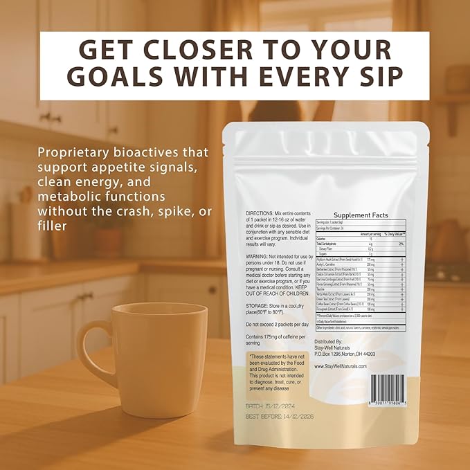 Slim Coffee GLP-1 Supplement | GLP 1 Booster to Control Appetite and Cravings | Great Tasting Metabolic Support - Coffee Bean Extract, Green Tea, Yerba Mate (Regular)