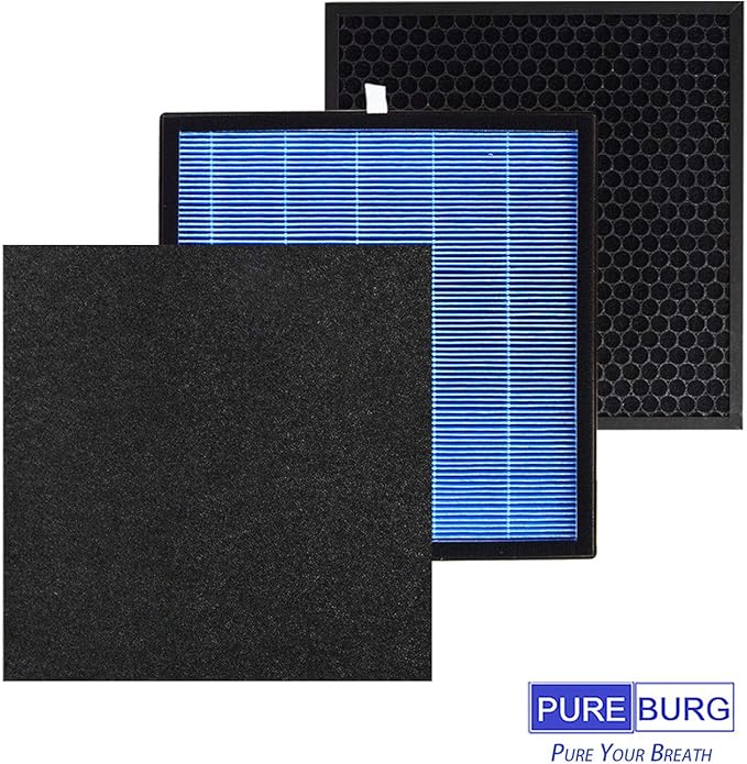 PUREBURG Replacement True HEPA Filter Kit Compatible with Okaysou Airmax 10L Pro & Aiibot Aiibot-A300 also Compatible with SimPure HP3-A Air Purifier,H13 4-Stage Filtration Air Clean Dust VOCs,2-Pack