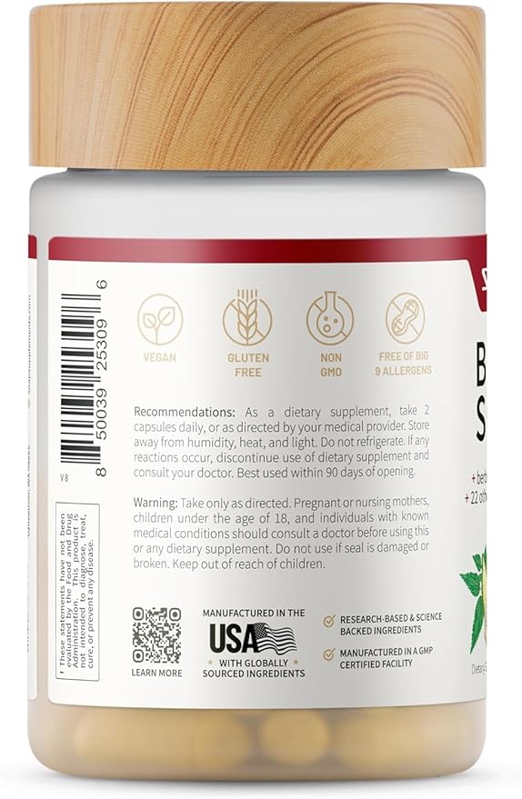 Snap Supplements Blood Sugar Blend, CoQ10, Cinnamon, Alpha Lipoic Acid and Gymnema, Sugar Free, 60 Capsules, 2 Pack