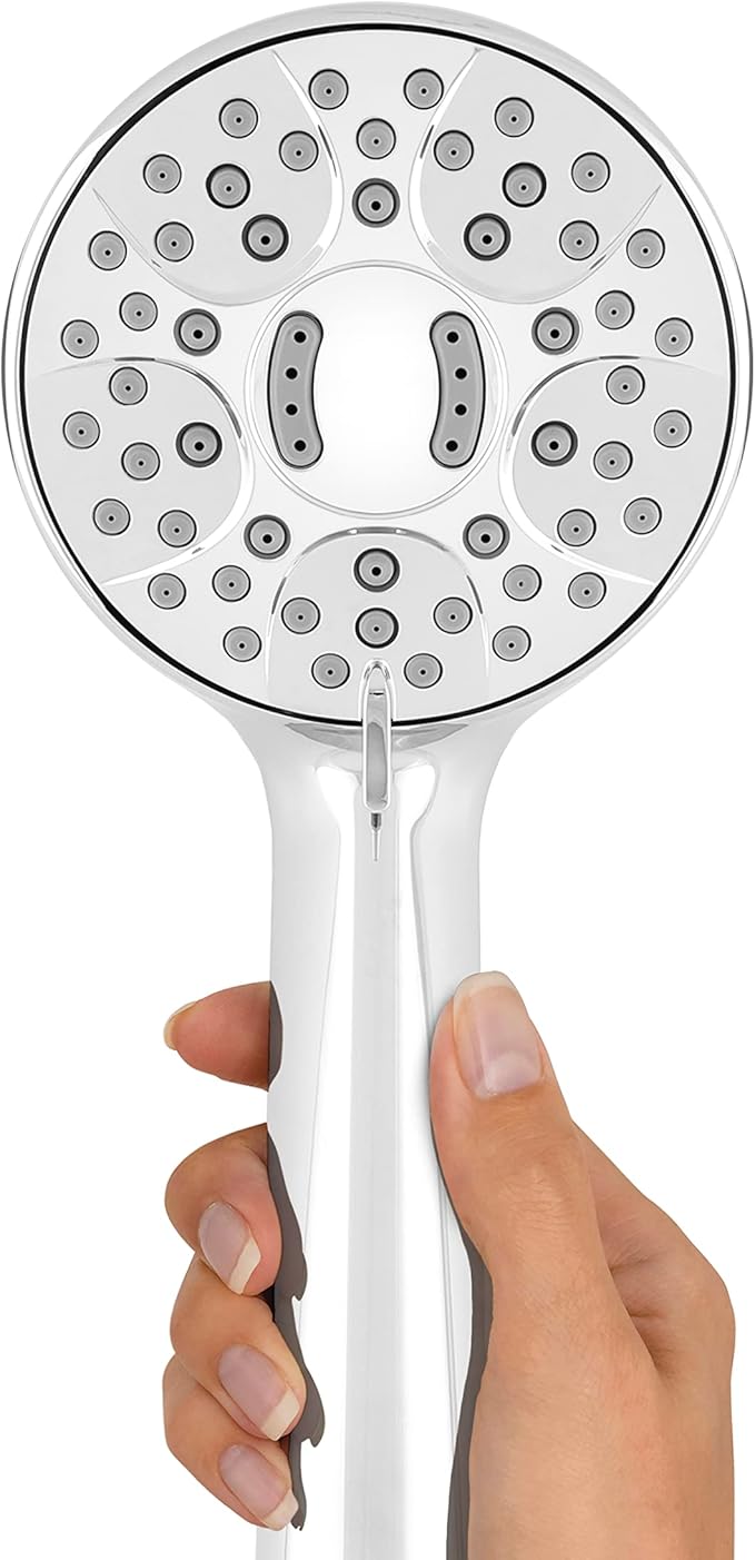 Waterpik Magnetic Dual Dock Adjustable Height Hand Held Shower Head With 5-Foot Metal Hose and PowerPulse Shower Massage, Chrome QMK-753ME