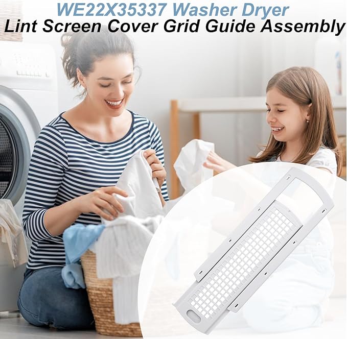 WE22X35337 Washer Dryer Lint Screen Cover Grid And Lint Filter Slide Guide Assembly,Compatible with GE&Hotpoint Dryer Replacement for WE01X25915 WE01X25914