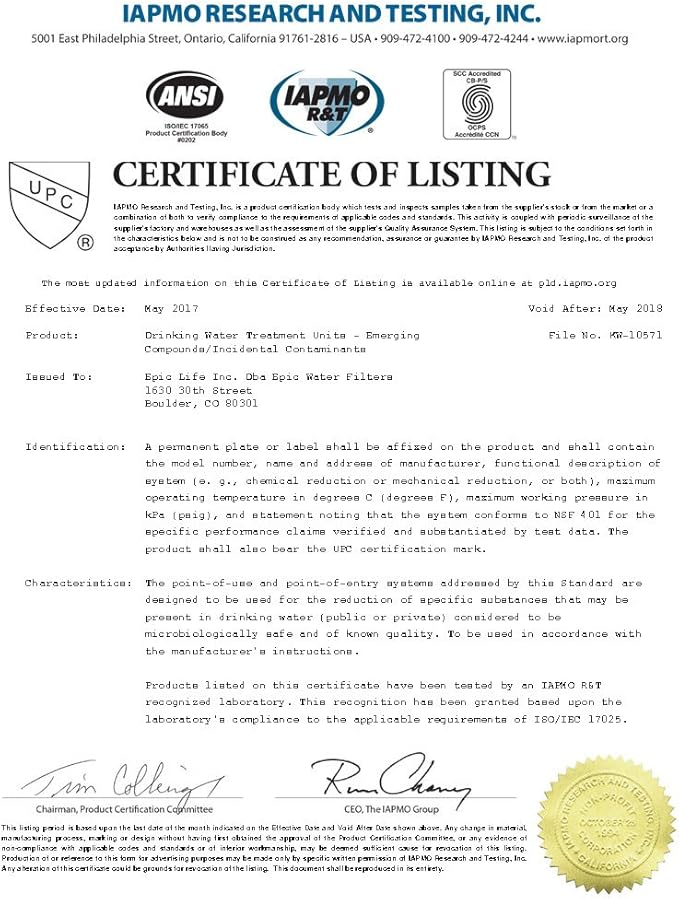 Epic Water Filters Smart Shield Replacement Filter | Under Sink Water Filter | Inline Water Filter | NSF 53 Water Filter | Water Filter For Sink | American Made Filter | Tap Water Filter