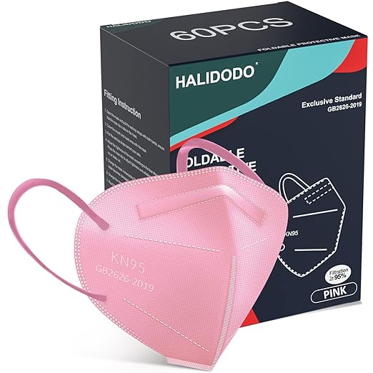HALIDODO KN95 Face Mask, 5-Ply Breathable Comfortable Safety Mask (Pink)