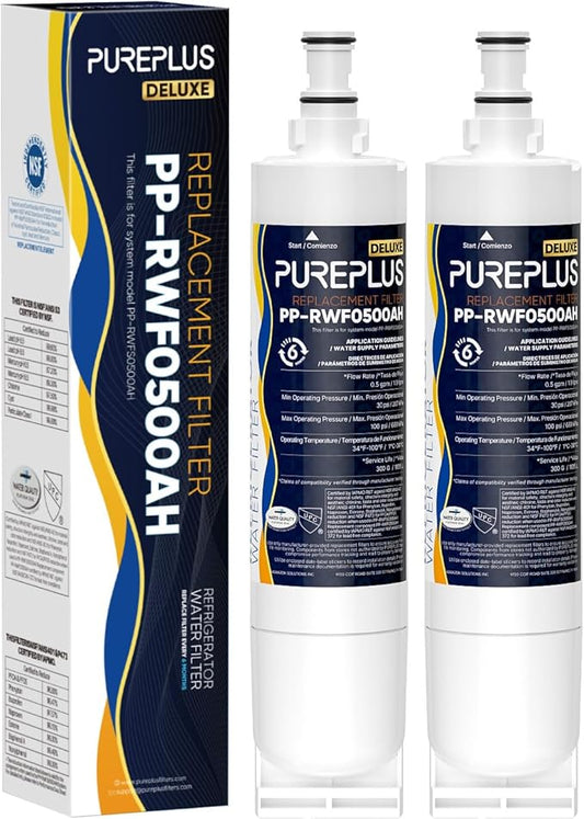 PUREPLUS 4396508 NSF 401 & 473 & 53 & 42 Certified Refrigerator Water Filter, Replacement for EDR5RXD1, EveryDrop Filter 5, 4396510, 4392857,Kenmore 46-9010,9085,LC400V,WF-NLC240V,RFC0500A,WF285,2Pack