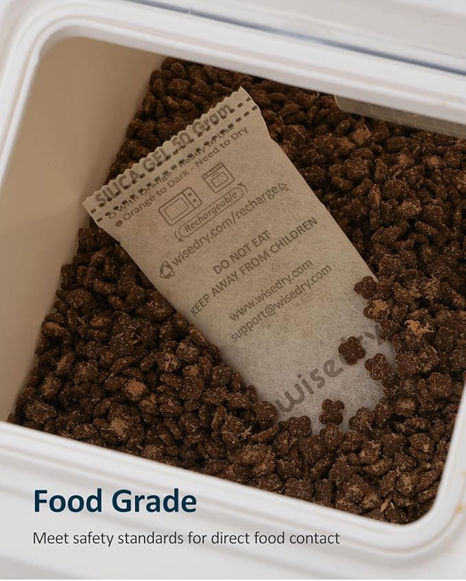 wisedry 50 Gram [6PACKS] Rechargeable Silica Gel Desiccant Packets Fast Reactivate Desiccant Bags Orange to Green indicating for Air Dryer Food Grade