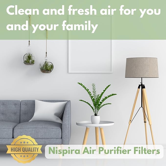 Nispira HEPA Filter with 4 Pre-Carbon Filters Compatible with Whirlpool Whispure Air Purifier Models AP25030K, APR25530L, APR25130L; Replaces Part # 1183051 1183051K, 2 Sets