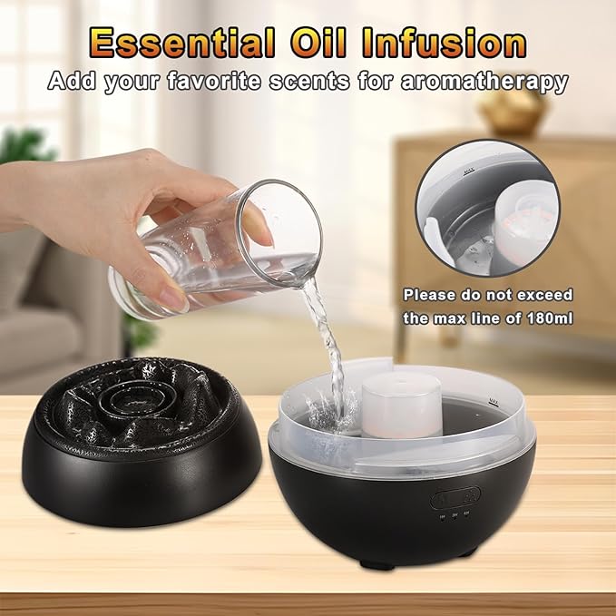 2 Pack Essential Oil Diffuser,Colorful Flame Air Aroma Diffuser Humidifier,Upgraded 7 Flame Colors Noiseless Essential Oil Diffuser for Home,Office,Yoga with Auto-Off Protection(360ml,Black)