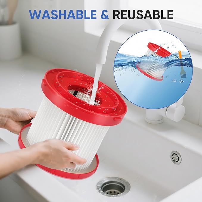 2 Pack 49-90-1900 Wet Dry Vacuum Filter Compatible With Milwaukee Cordless M18 Vacuum 0780-20 0880-20, with 4 Foam Sleeve Filters & 1 Brush