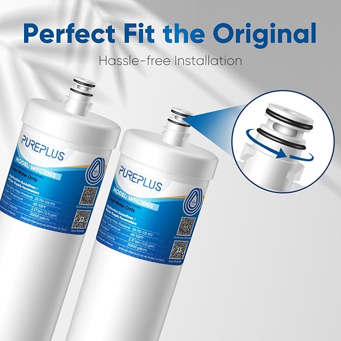 PUREPLUS DW80/90 Under Sink Water Filter, Replacement for Aqua-Pure AP-DW80/90, AP-DWS1000, Kohler K-201-NA, Kohler K-202-NA (Pack of 2), WF60-80/90,WD-W60-80/90. MODELNo: PP-WFC1003/1004
