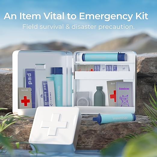 Waterdrop Water Filter Straw, Water Purifier Survival for Camping, Travel, Backpacking and Emergency Preparedness, Water Filtration System Survival, 3 Pack, Light Blue