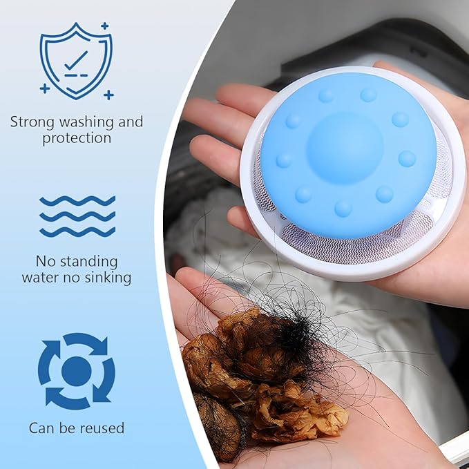 Floating Hair Filtering Mesh, Hair Catcher Washer Machine, Lint Traps for Washing Machine Hose, Hair Filter Cleaning Mesh Bag Dog Cat Hair Remover for Laundry (6pcs)