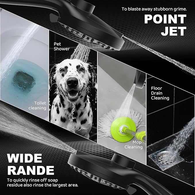 Rain Shower Head with Handheld High Pressure rainfall Shower Heads with Handheld Spray Combo Adjustable one-piece stand daul shower head Built-in Magnetic Docking and Power Jets