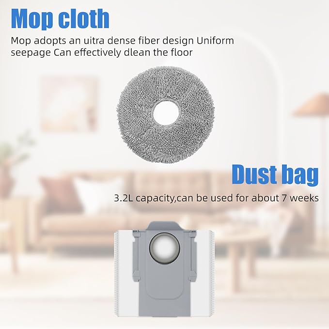 28 Pack Replacement Parts Compatible with Roborock Saros10R Robot Vacuum Cleaner,Parts Include:2 Dual Main Brush,7 Side Brush,5 HEPA Filter,6 Mop Cloth,6 Dust Bag,1 Cleaning Tool&1 Screwdrive