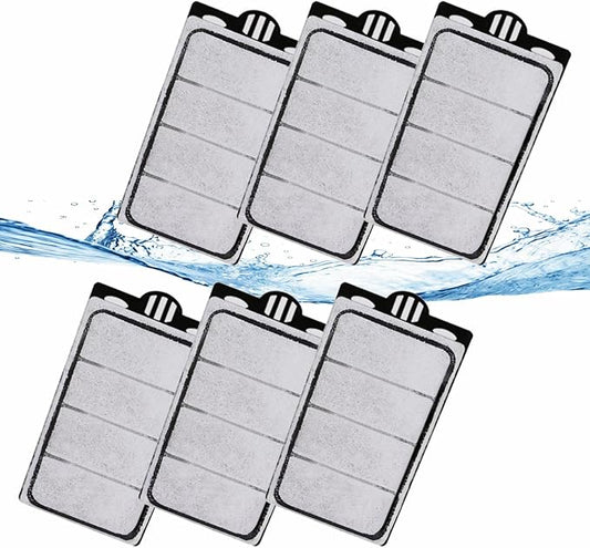 GOZILLA 6 Pack Auqarium Filter Cartridges, 3-Layer Auqarium Filters Replacement Plates, Turtle Tank Filter Sponges with Activated Carbon, Suitable for 3.5W 74GPH Low-Water Filters.