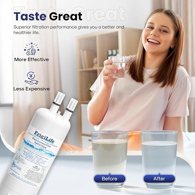 W10295370A Refrigerator Water Filter Compatible with EDR1RXD1, Everydrop® Filter 1, EDR1RXD1B, WHR1RXD1, KAD1RXD1, 46-9081, 46-9930, P5WB2L, P8RFWB2L, 2Pack