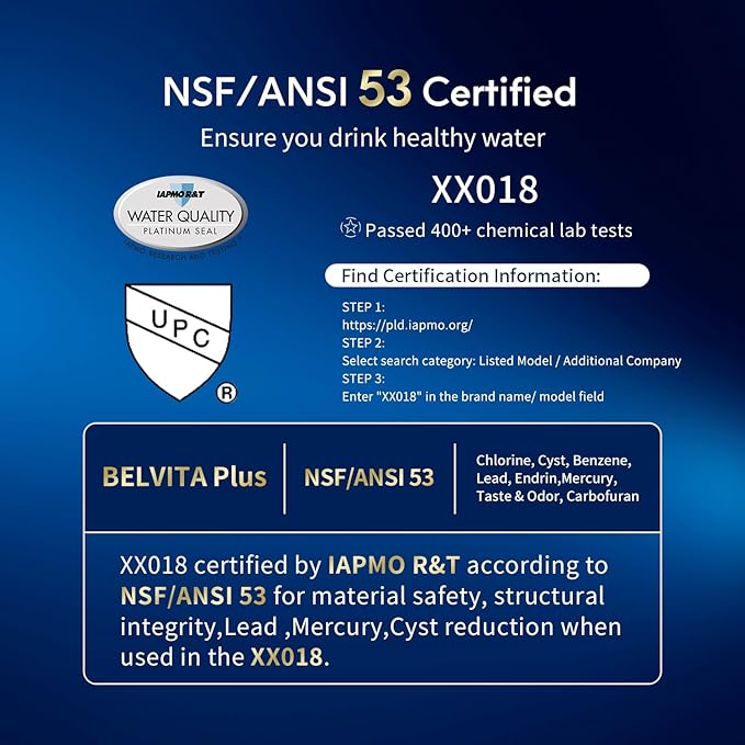 BELVITA Plus NSF/ANSI 53 Certified Water Filter Compatible with W10295370A, EDR1RXD1, WHR1RXD1, KAD1RXD1, Filter 1, W10295370, P4RFWB, P8RFWB2L, 46-9930, 46-9081 Refrigerator Water Filter, 3 Pack